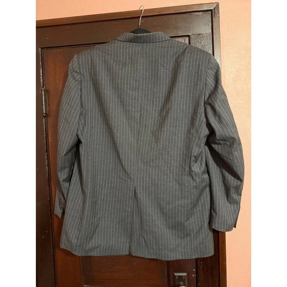 Chaps Ralph Lauren Mens Blazer Sport Coat Gray Pinstripe 2 Button 44L